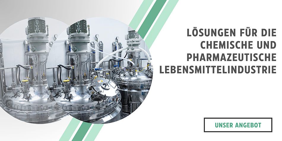 Technische Industrielösungen und Zubehör für die Industrie. Lebensmittel-, Chemie-, Pharmaindustrie.